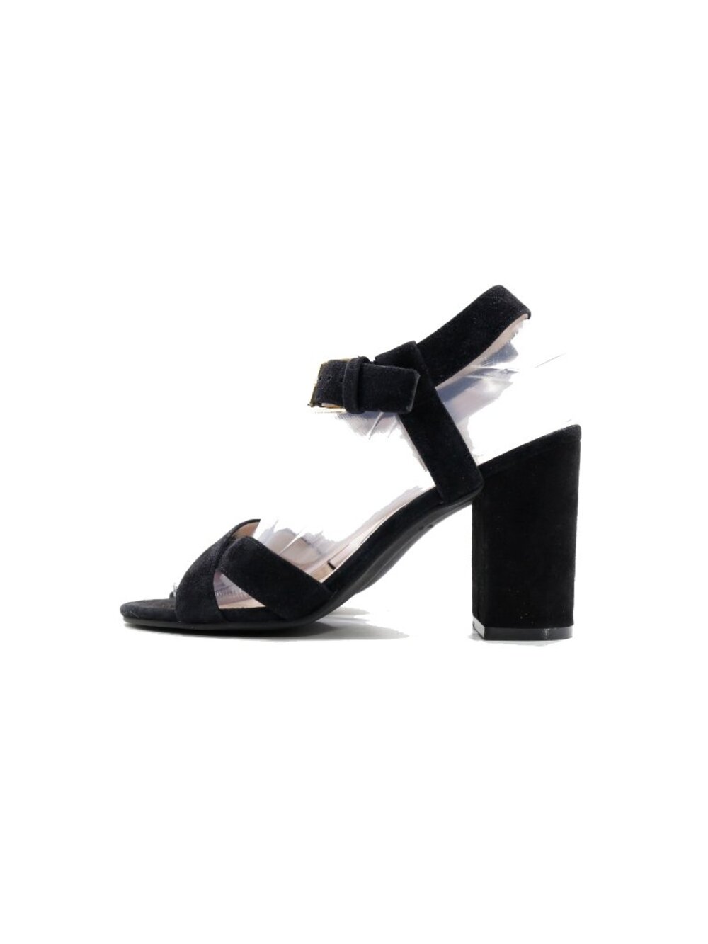 Cole Haan Kadi Black Suede Leather Strappy 3.5" Block Heel Sandals - 6.5